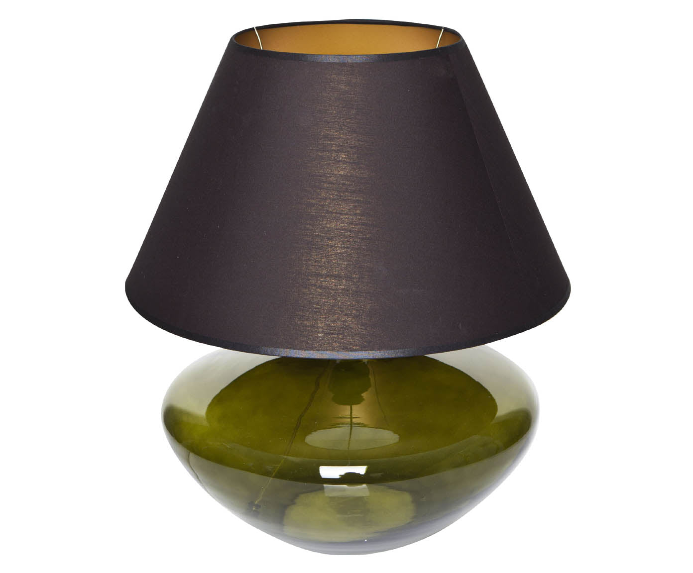 Grüne Tischlampe aus Glas mit schwarzem Lampenschirm