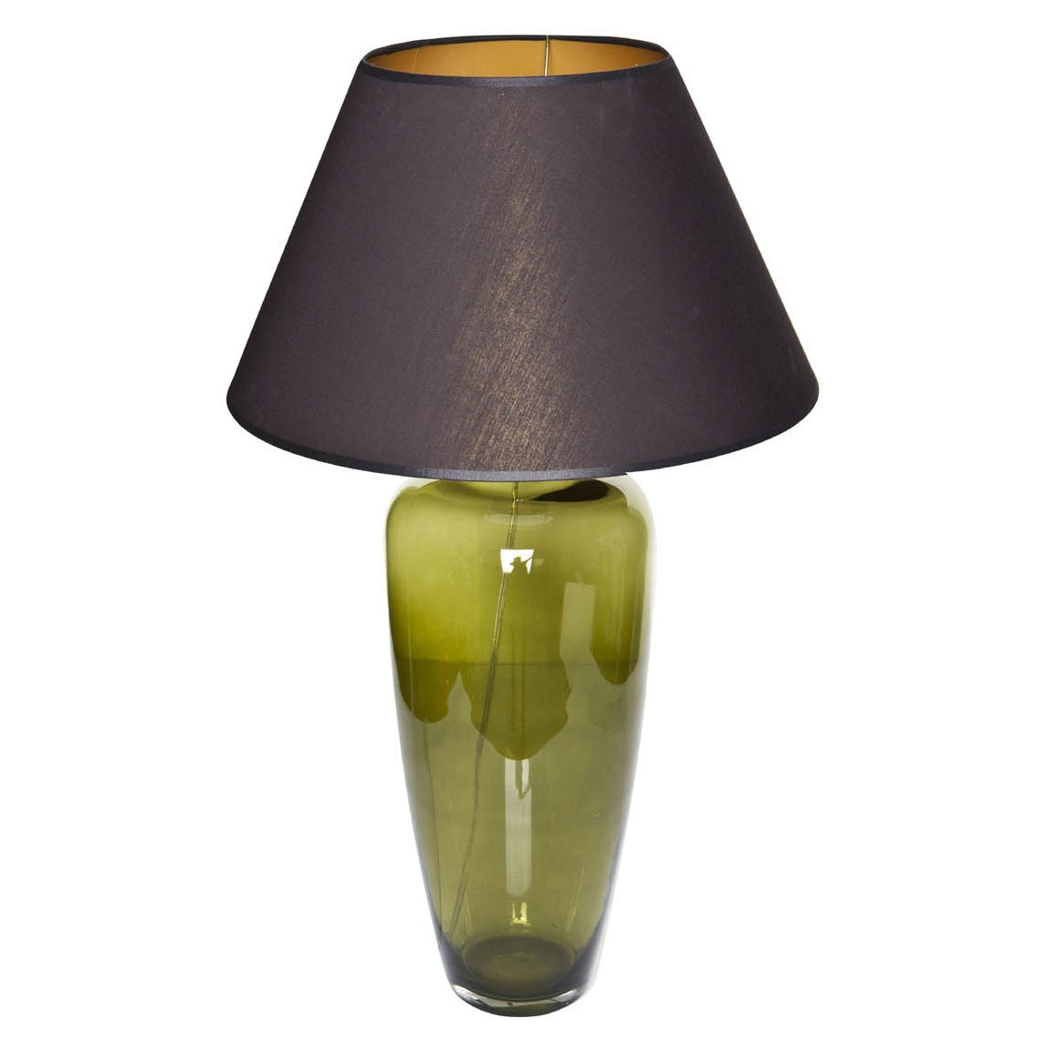 grüne Tischlampe aus Glas schmal und glänzend