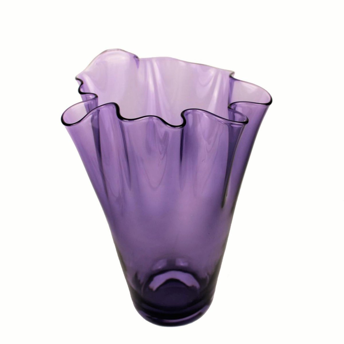 lila Glasvase in rund für Blumensträuße