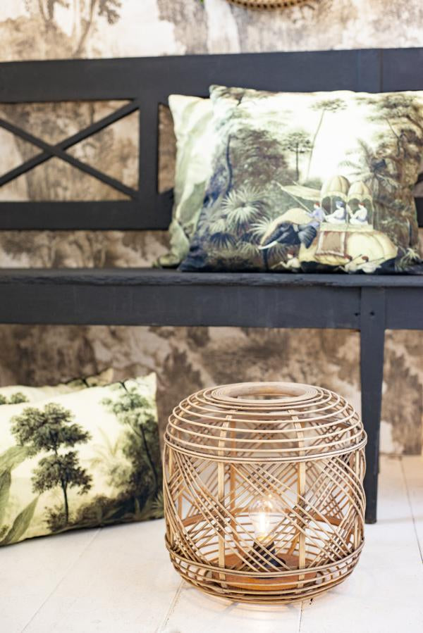 LED Lampe ohne Kabel im asiatischen Rattan Stil