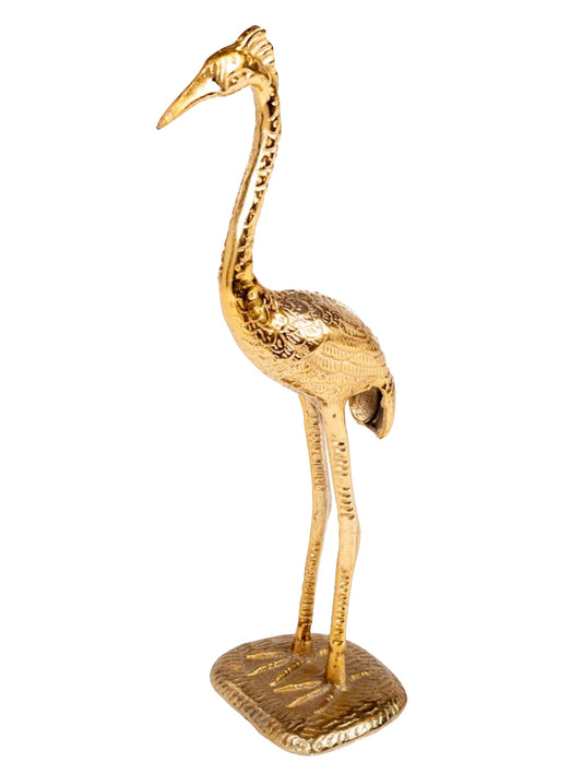 Kranich Figur in goldenem Metall als Dekoration