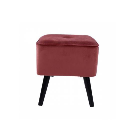Hocker quadratisch rechteckig in weinrotem Samt Velour