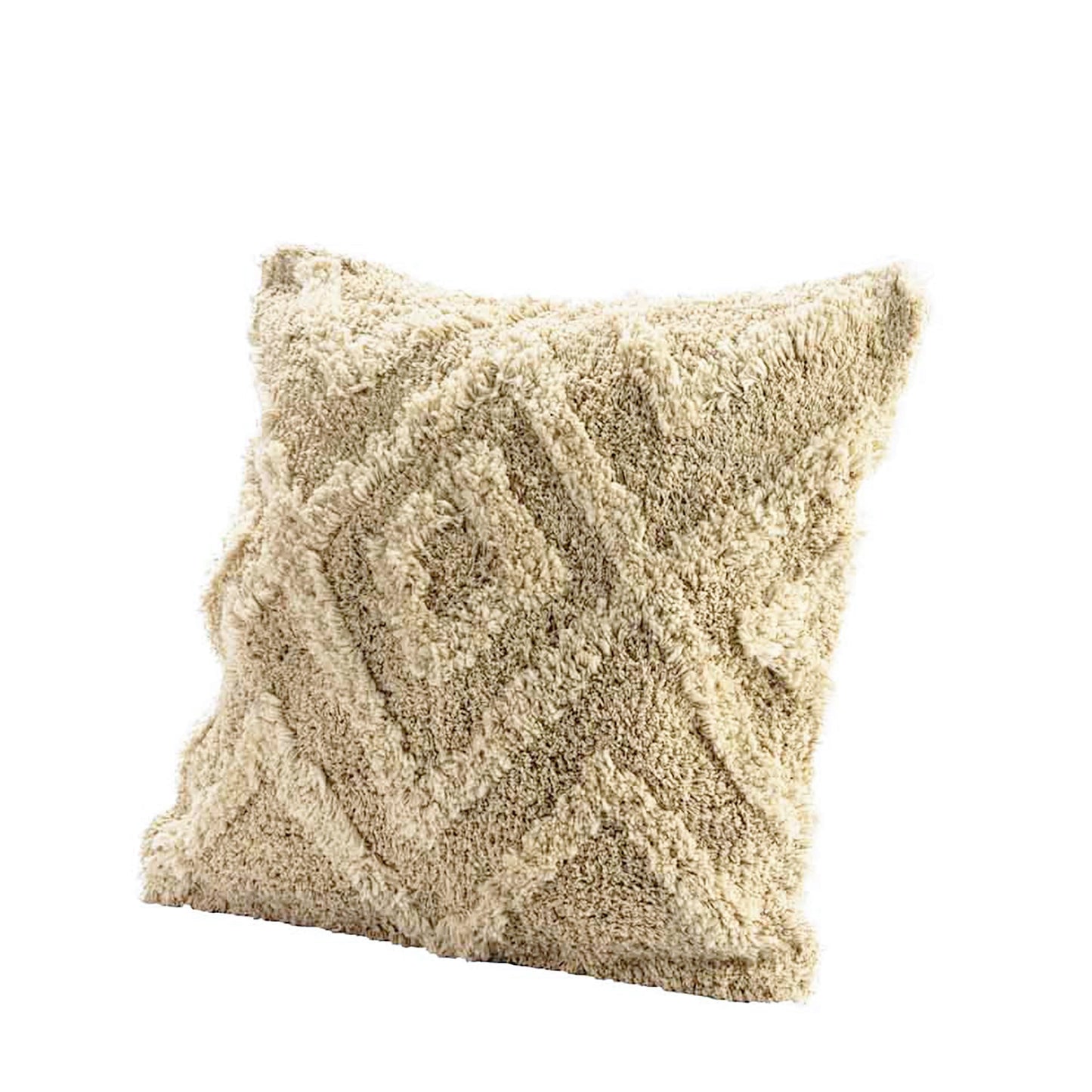Kissen 50 x 50 cm creme weiß getuftet mit Rautenmuster