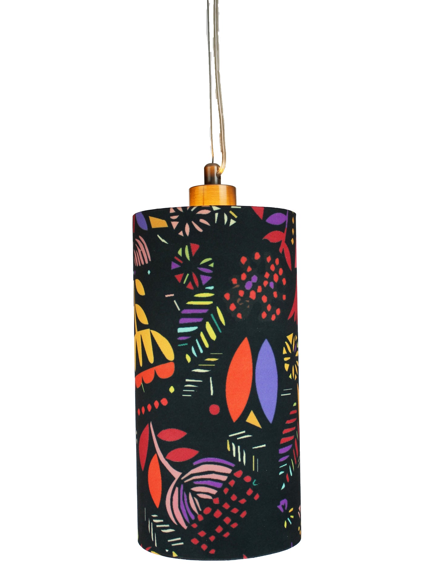 Esszimmerlampe mit buntem Blumenmuster