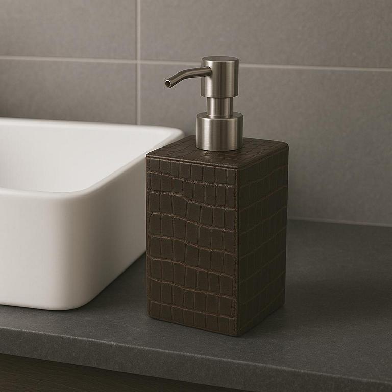 Signature soap dispenser faux leather reptile