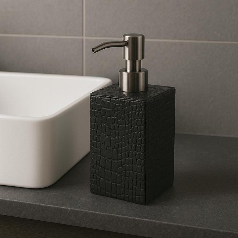 Signature soap dispenser faux leather reptile