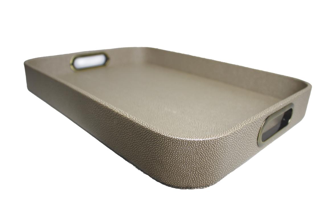 Signature tray with handles faux leather reptile