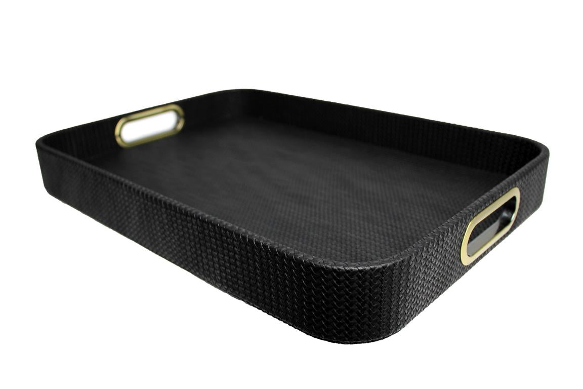 Signature tray with handles faux leather reptile