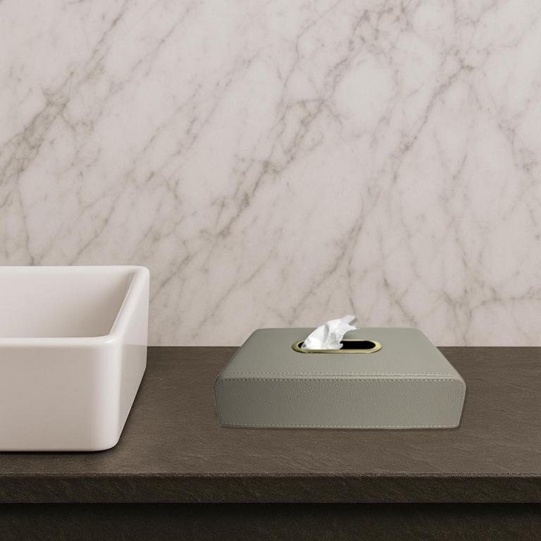 Signature tissue box faux leather crocodile