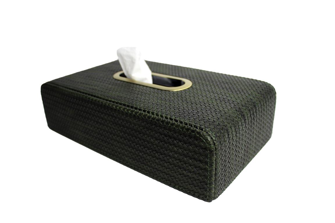 Signature tissue box faux leather crocodile