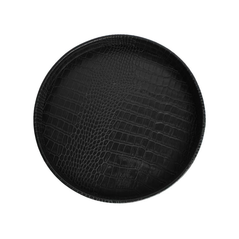 Signature tray leather round red gray
