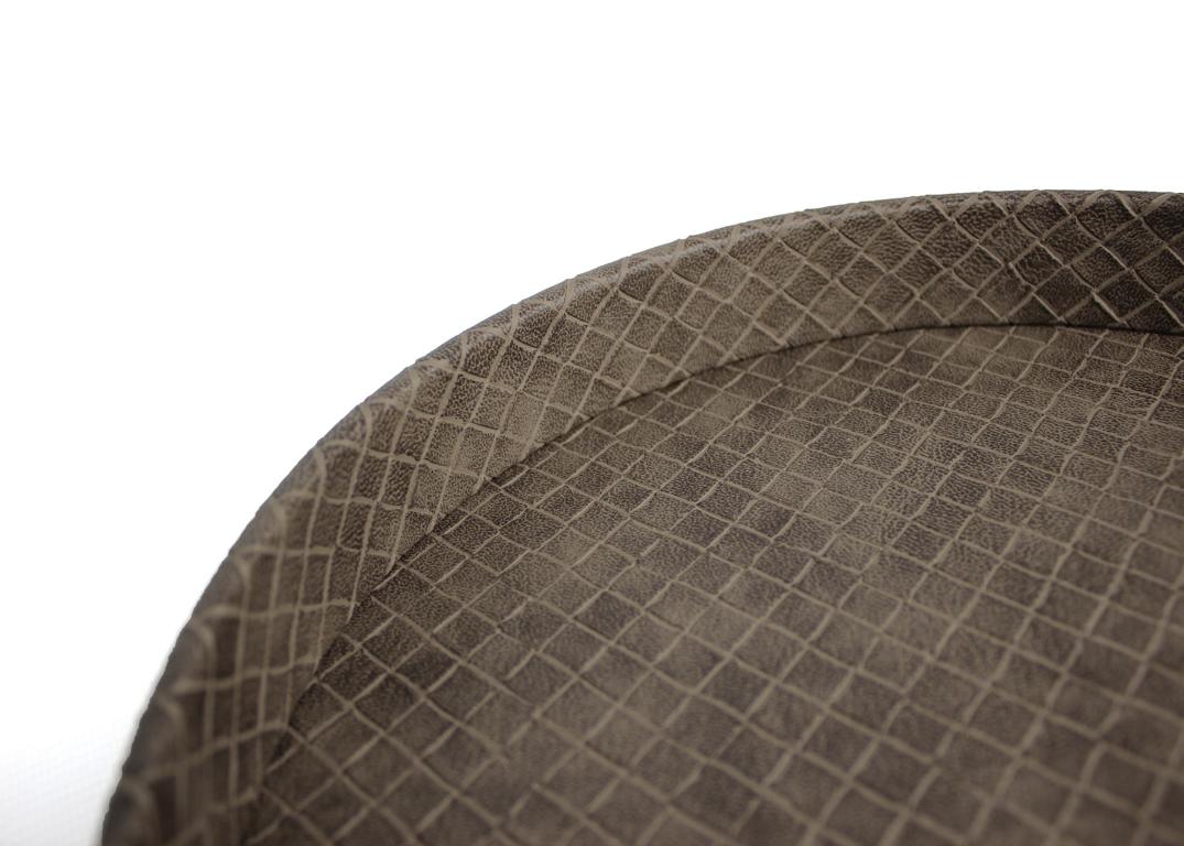 Signature tray leather round red gray