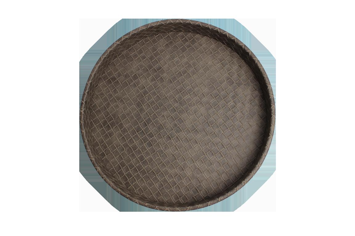 Signature tray leather round red gray