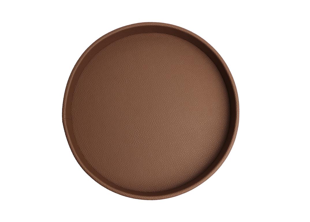 Signature tray leather round red gray