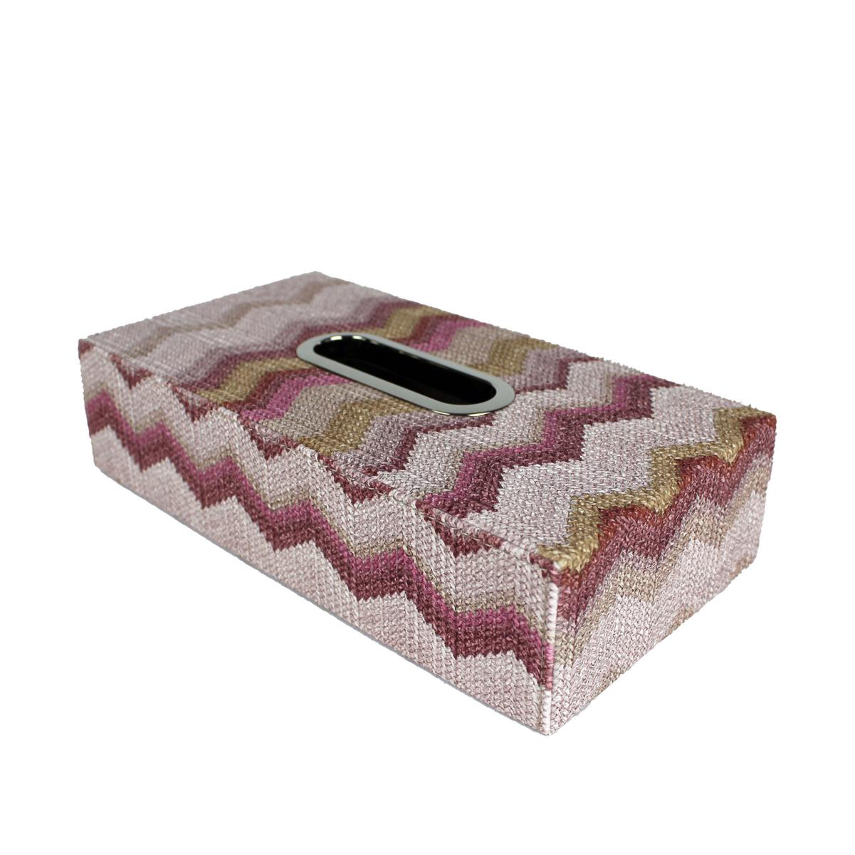 rechteckige Taschentücherbox in rosa Zickzack Muster