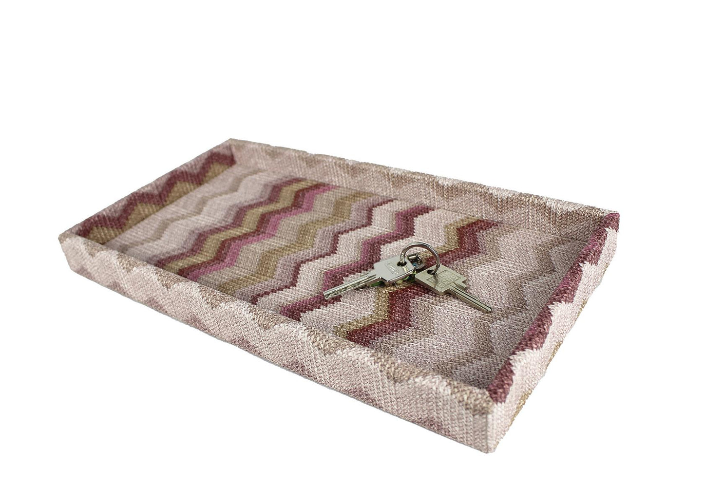 Tablett mit flachem Rand und Zickzackmuster in pink rosa
