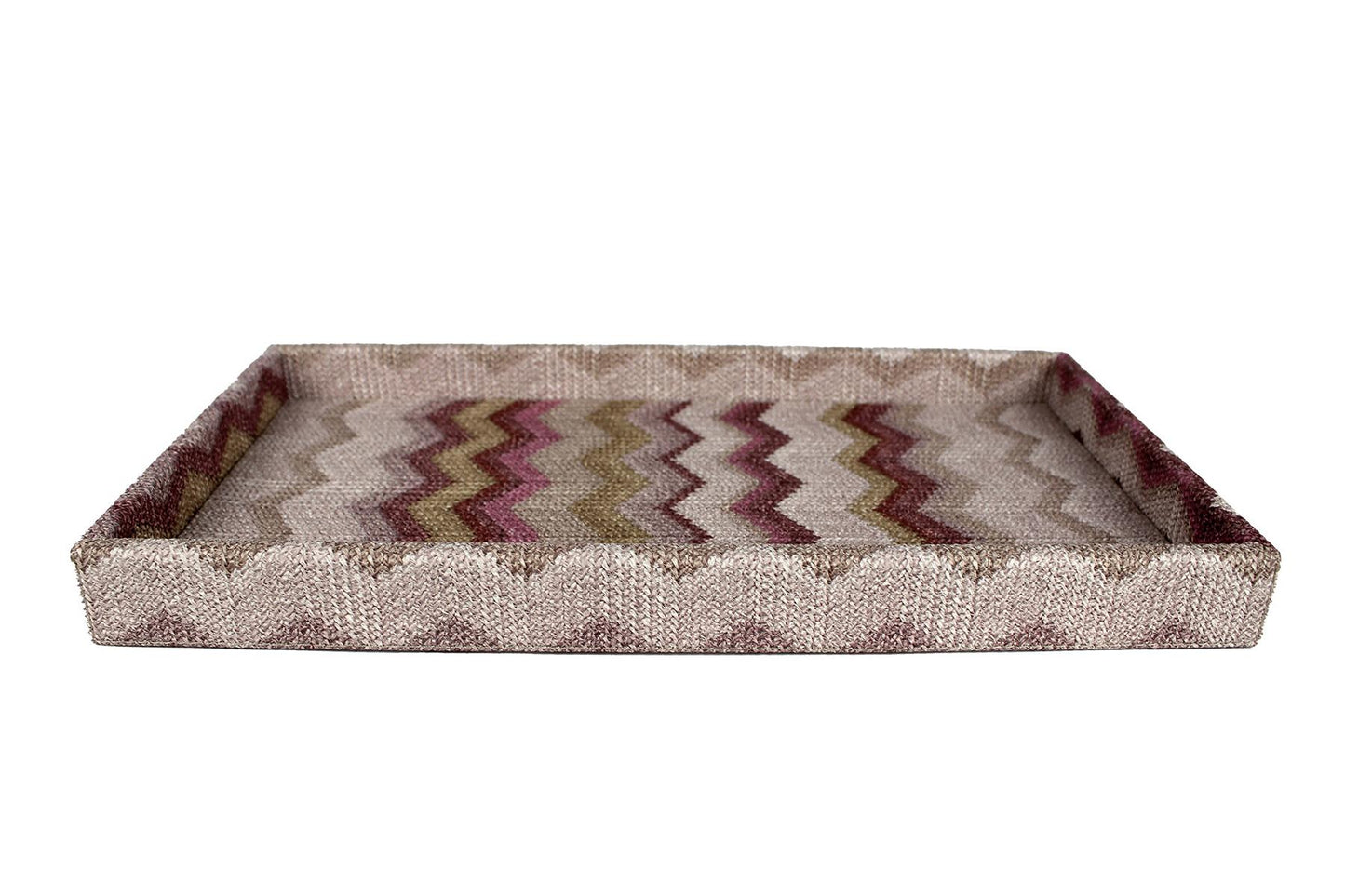 rosa farbenes Tablett mit Missonimuster und niedrigem Rand