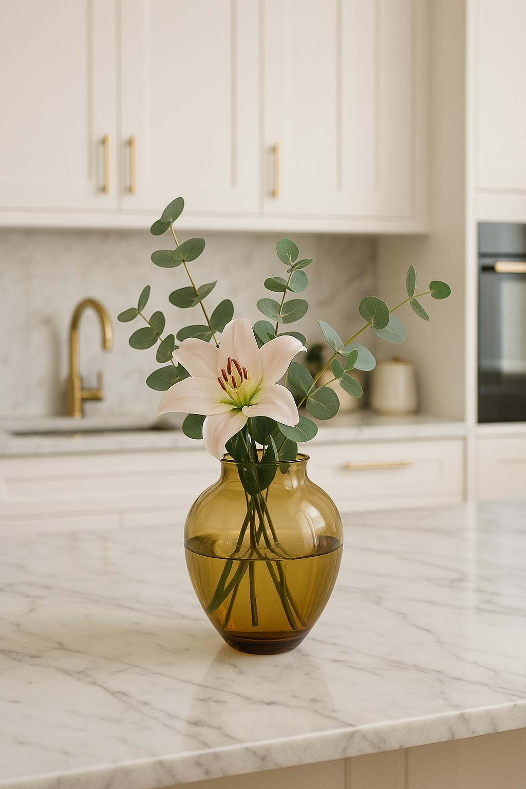 Tischvase Vase Glas bauchig bernstein braun Glasvase