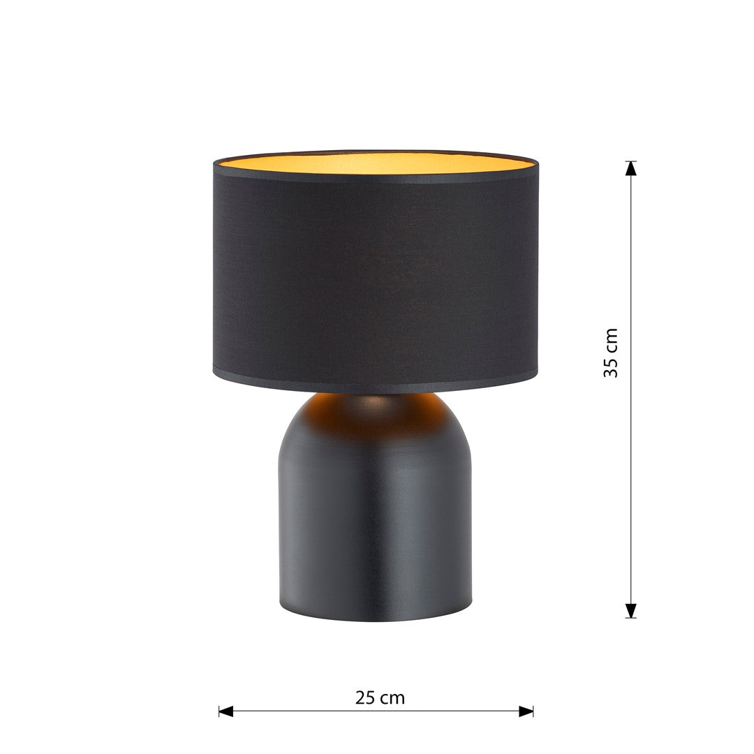 Tischlampe rund Metall schwarz gold Lampe