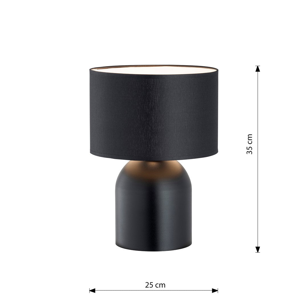 Tischlampe Metall schwarz Stoffschirm