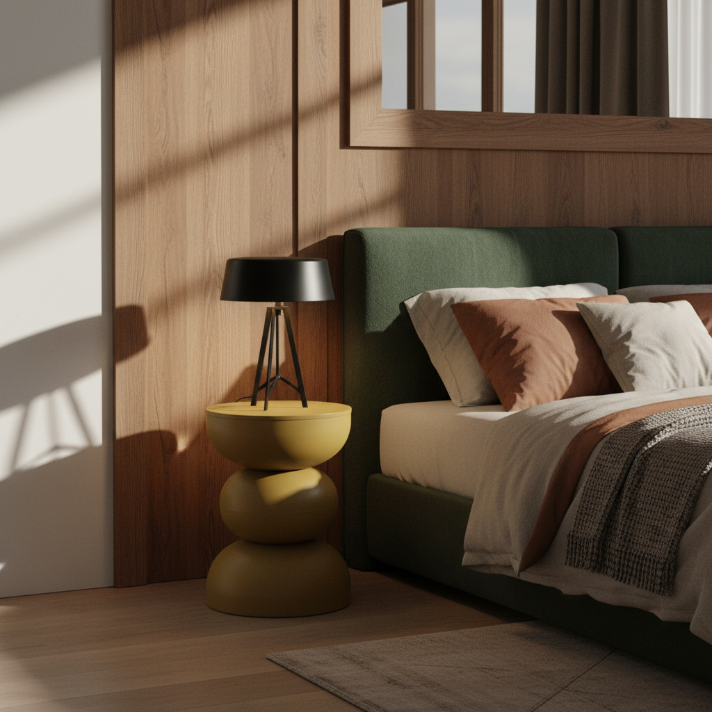 Beistelltisch rund gelb skulpturales Design