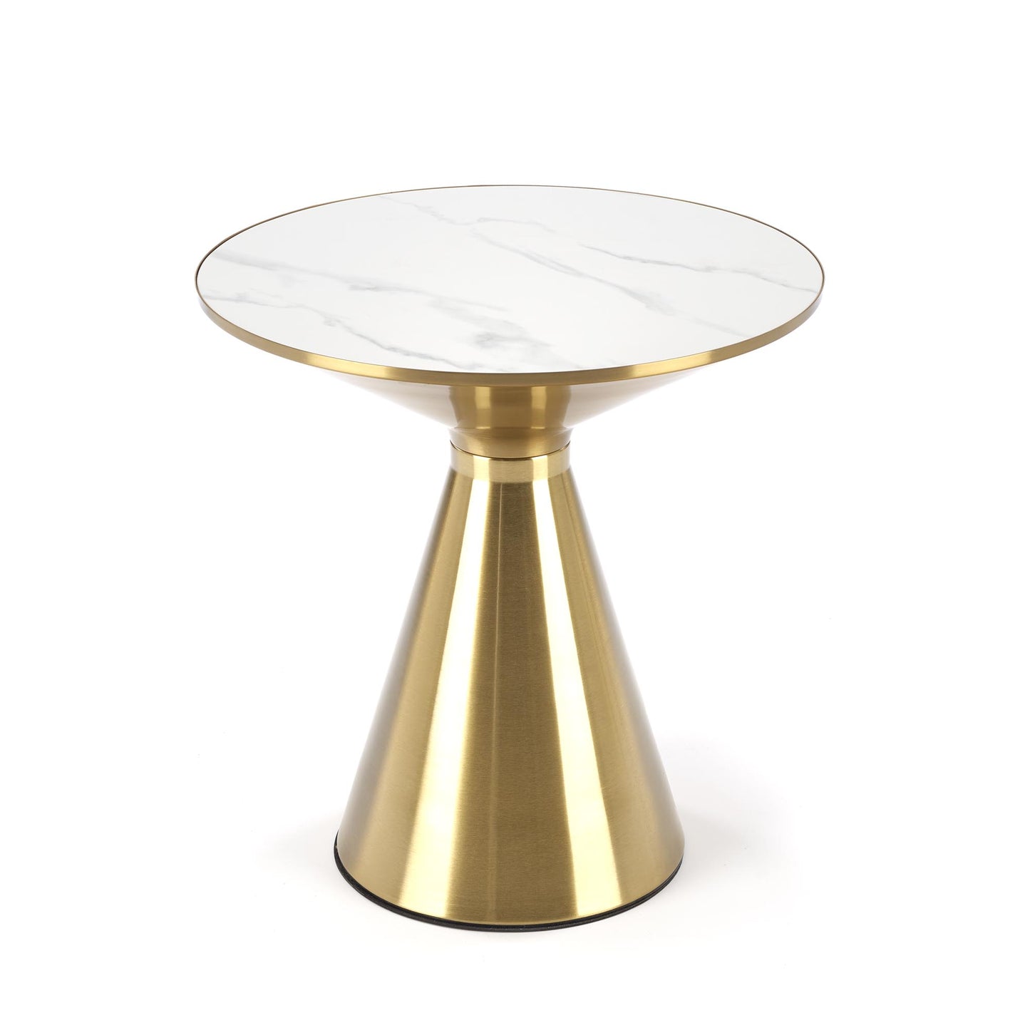 runder kleiner Tisch mit Marmorplatte und Metall gold für Wohnzimmer