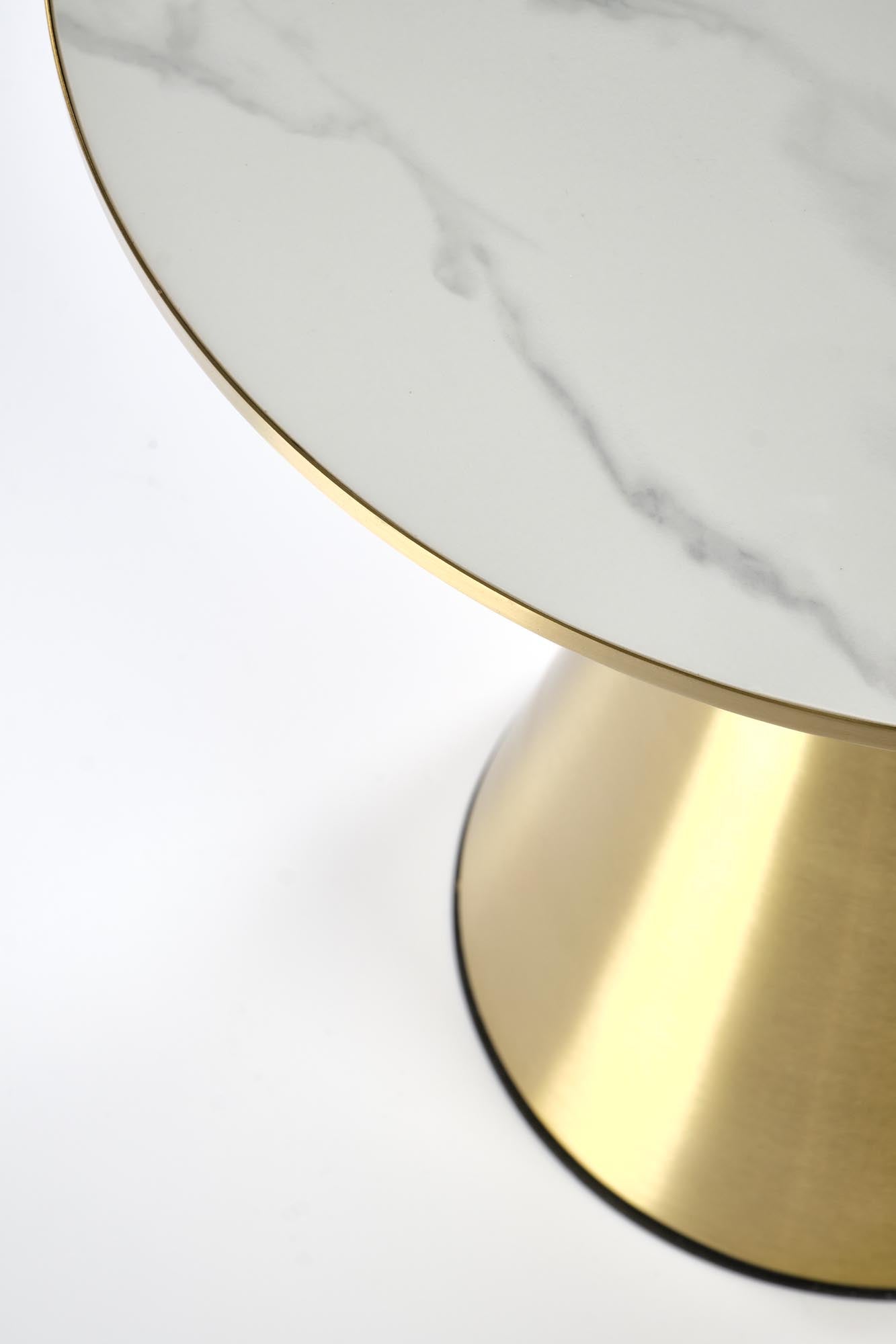 Tischplatte weiß mit goldener Umrandung in Metall