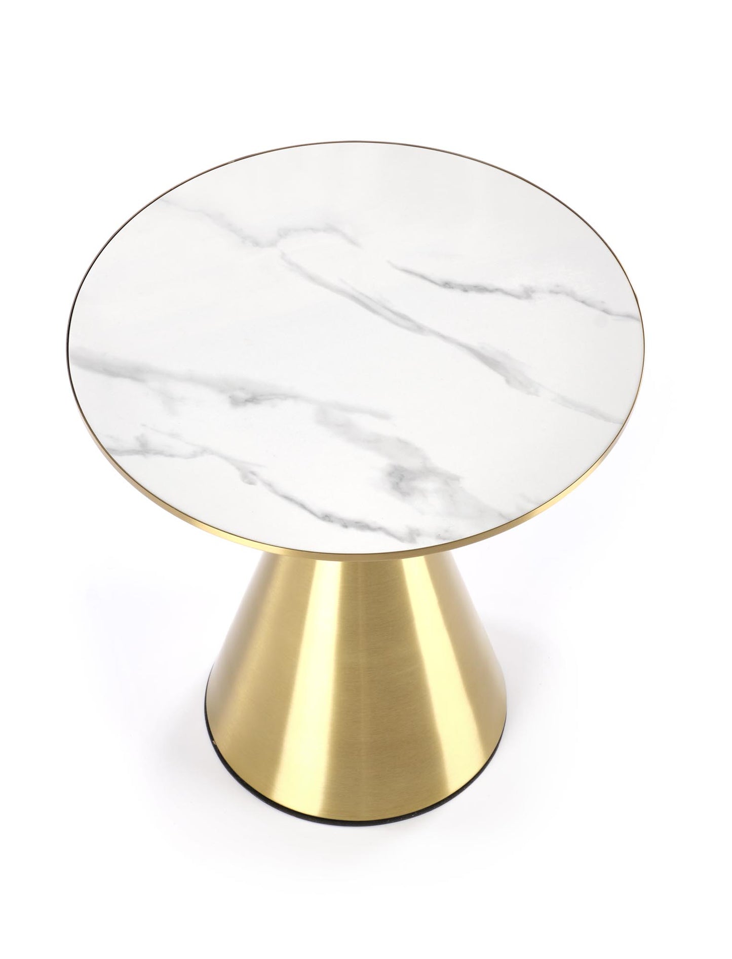 Tischplatte weißer Marmor mit goldenem Rand aus Eisen
