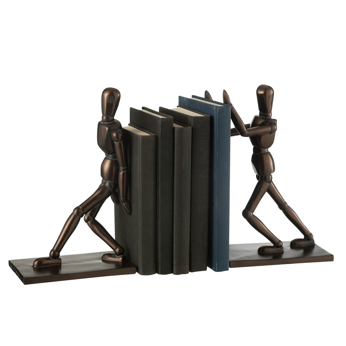 Figuren auf Sockel als Bücherstützen in braun Metalloptik