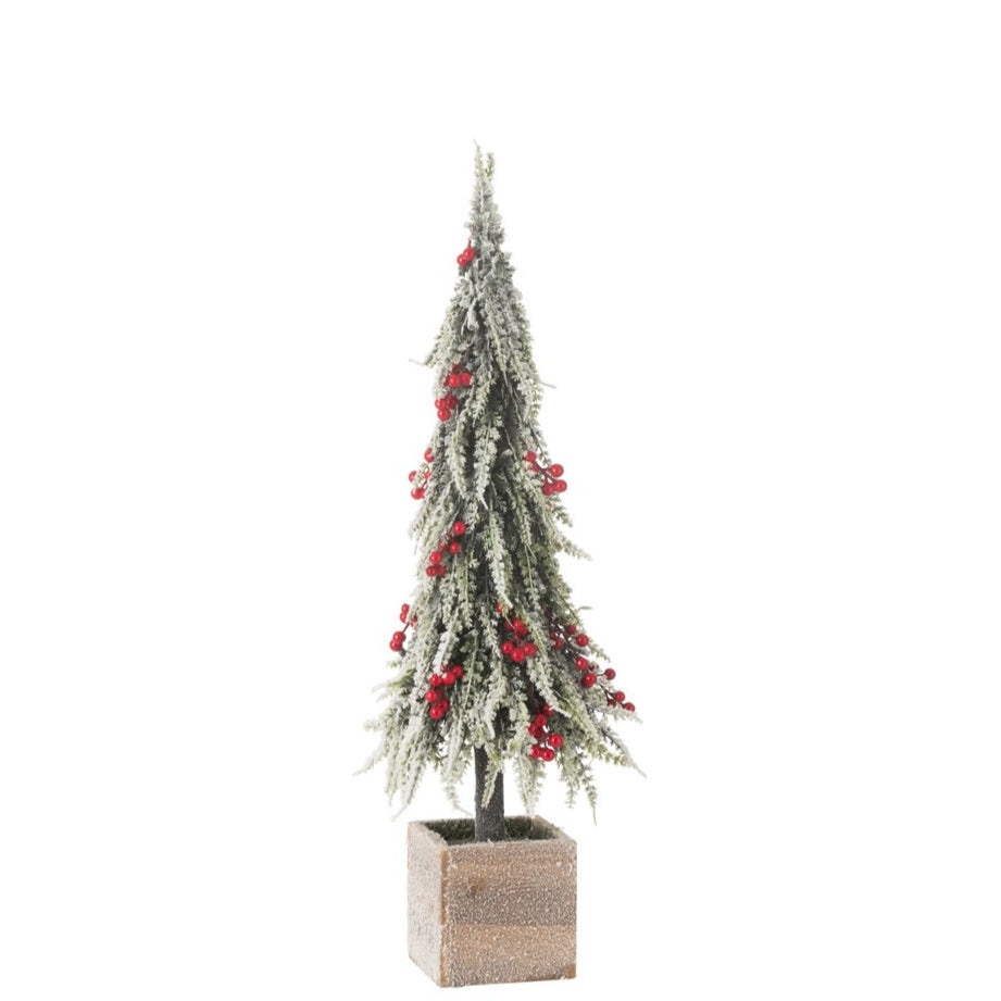 J-Line Weihnachtsbaum+LED Kunststoff Schnee Grün/Rot Medium