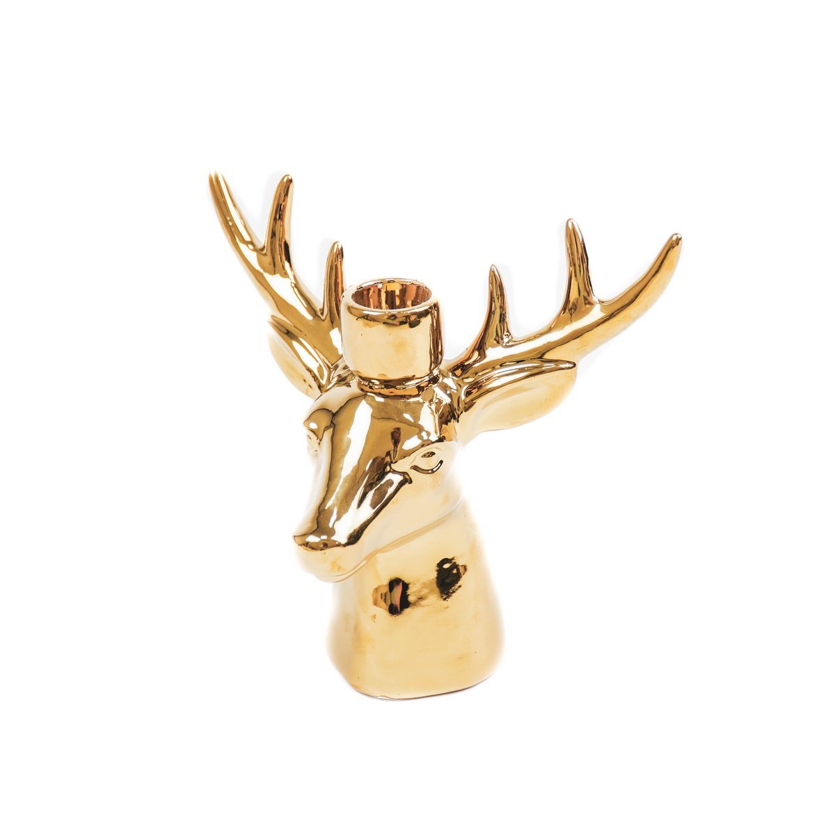 Kerzenhalter Rentier Deko Keramik gold 11x6x11cm