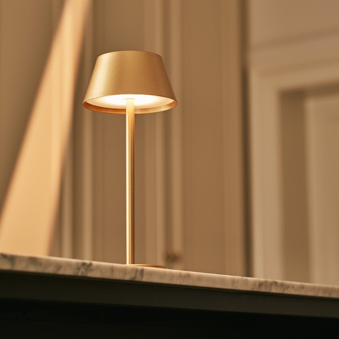 Aufladbare LED Tischlampe Milou Gold dimmbar kabellos
