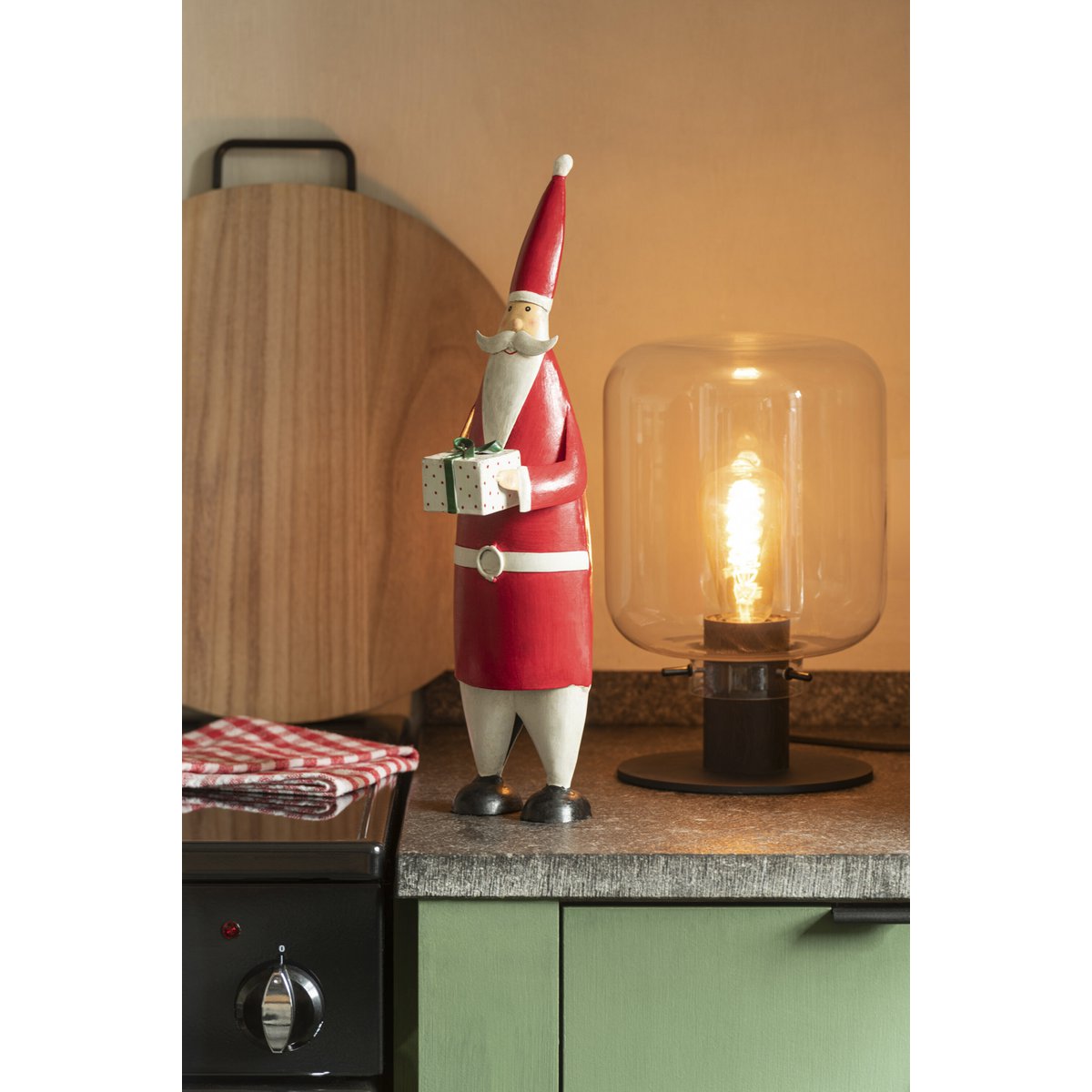 J-Line Figur Weihnachtsmann Metall Weiß/Rot S