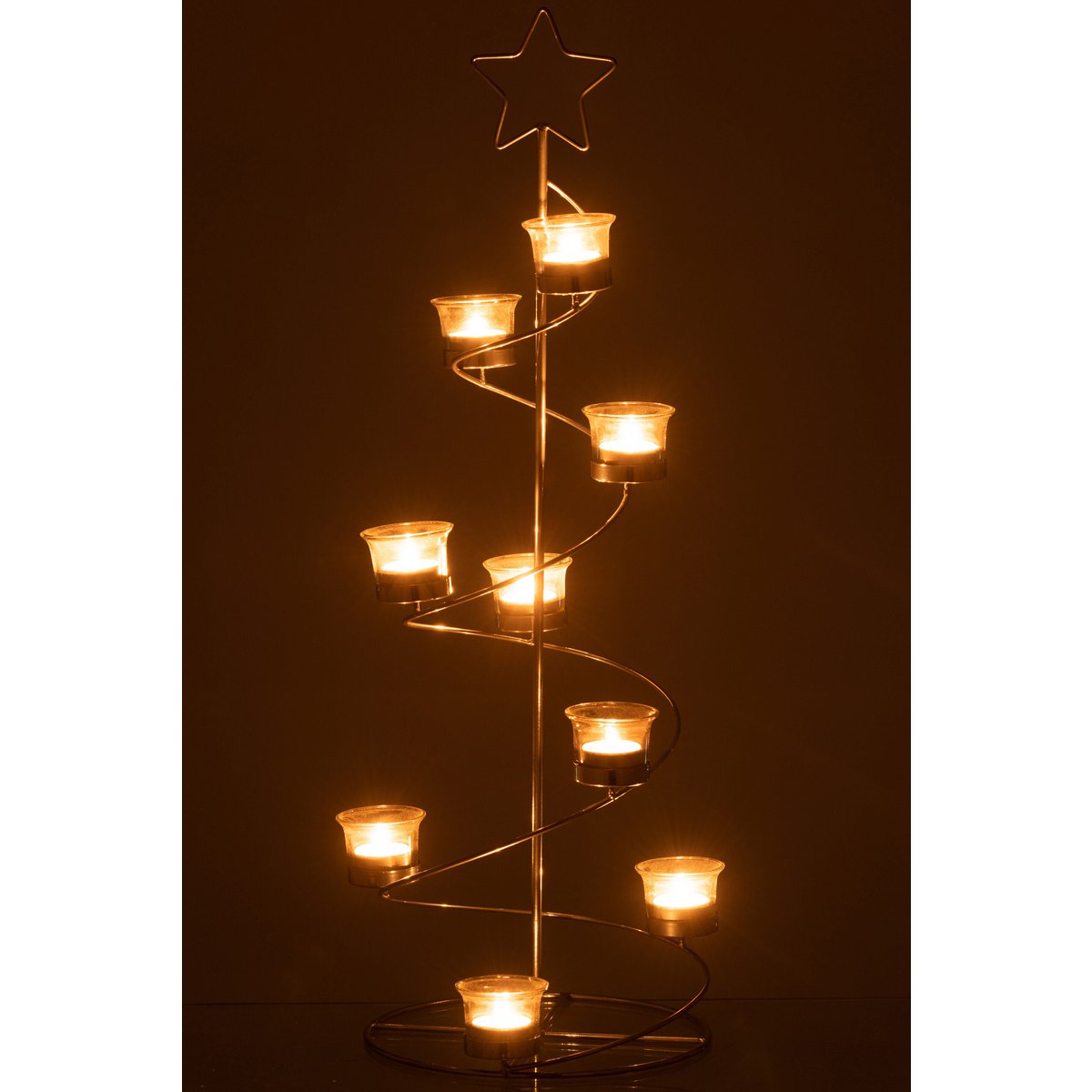 J-Line Teelichthalter Baum Spirale Metall/Glas Tannenbaum