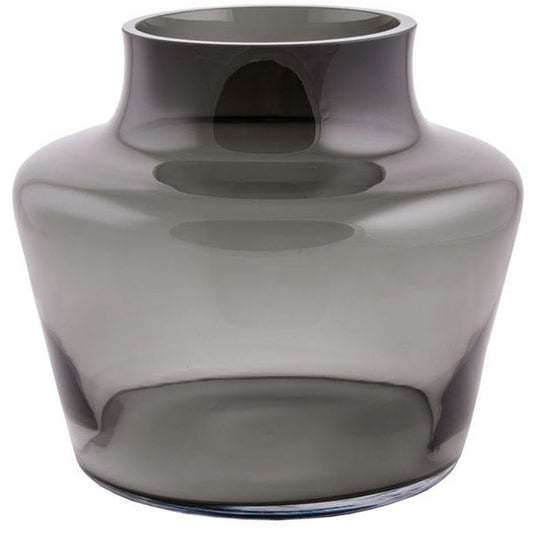Vase grau bauchig aus Glas