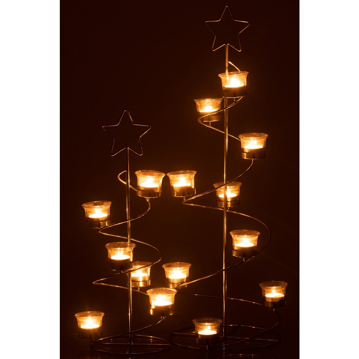 J-Line Teelichthalter Baum Spirale Metall/Glas Tannenbaum