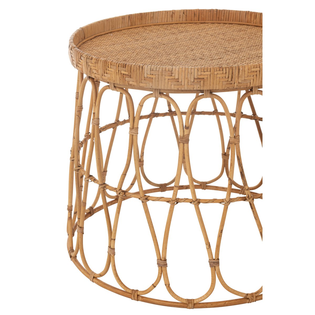 luftiger runder Couchtisch aus Rattan