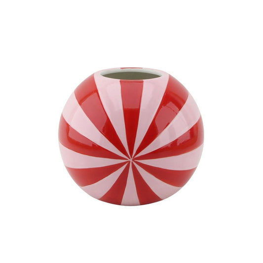 Kugelvase Keramik rosa rot 20x20x17 cm – Retromuster