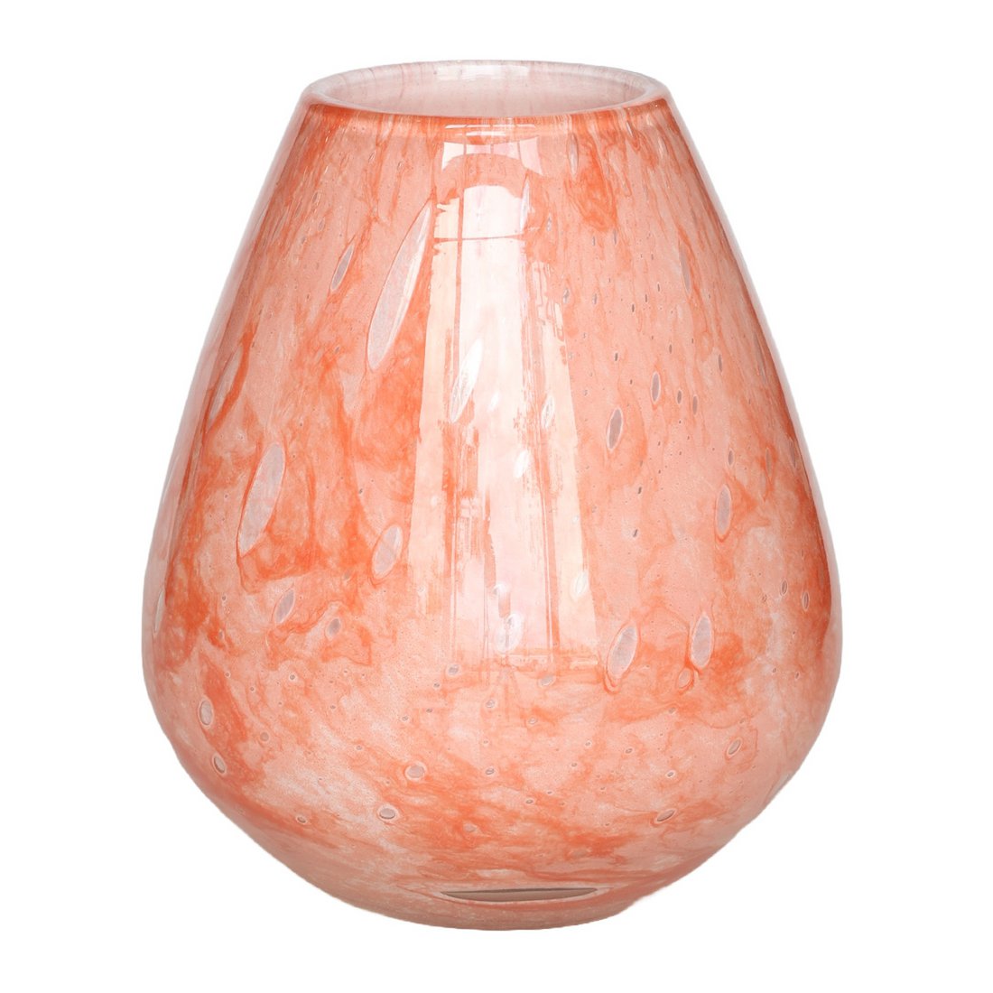 Mundgeblasene Vase bauchig in Hellrosa mit Maserung
