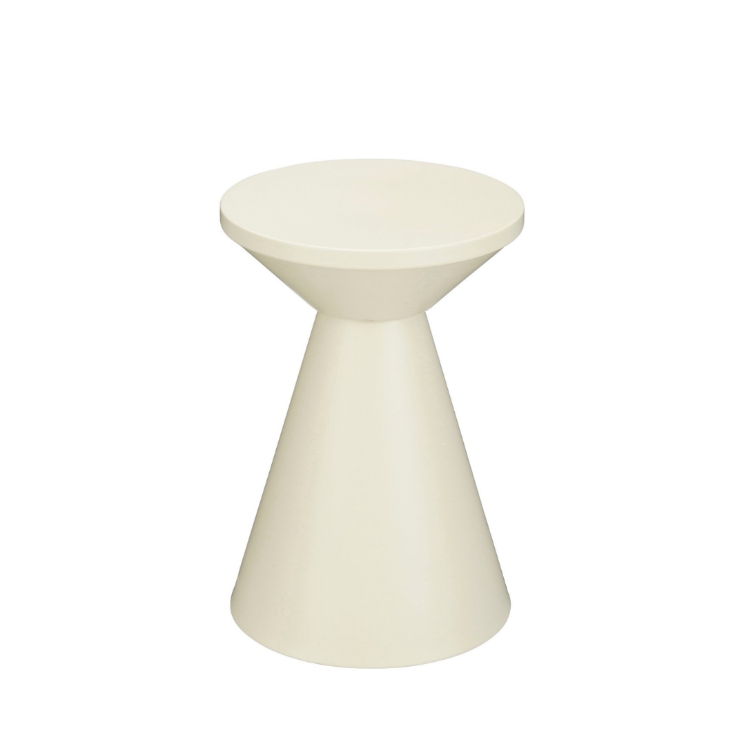 Beistelltisch rund Metall cremeweiß konische Form