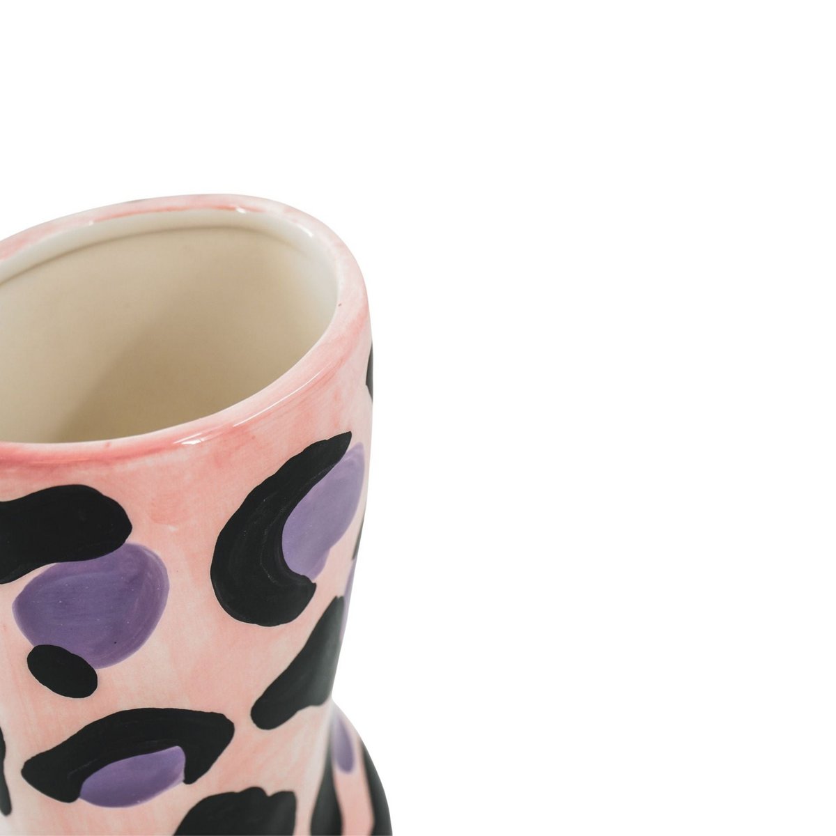 Vase botte à fleurs à motif léopard, vase en céramique, rose/orange, 24 cm