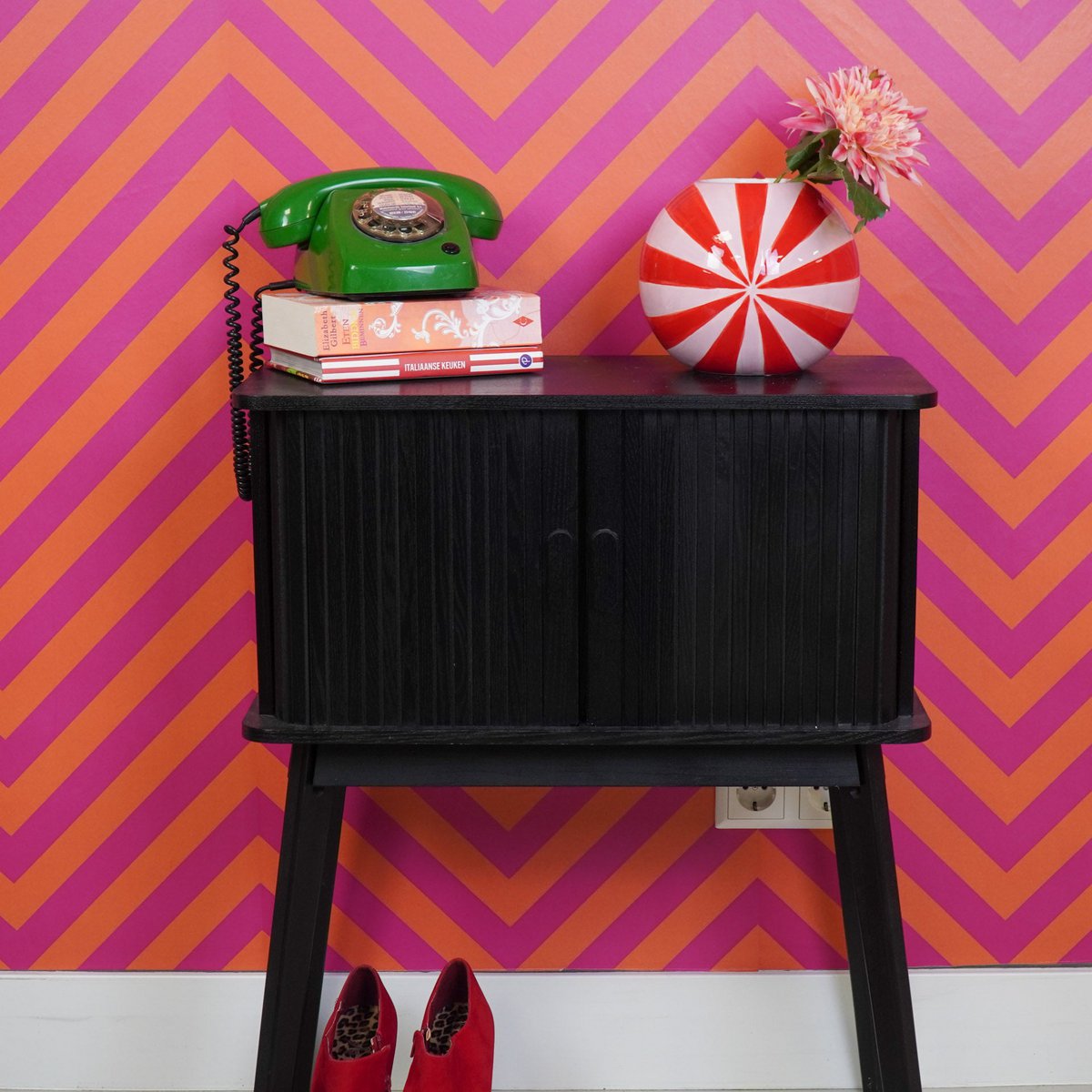 Kugelvase Keramik rosa rot 20x20x17 cm – Retromuster