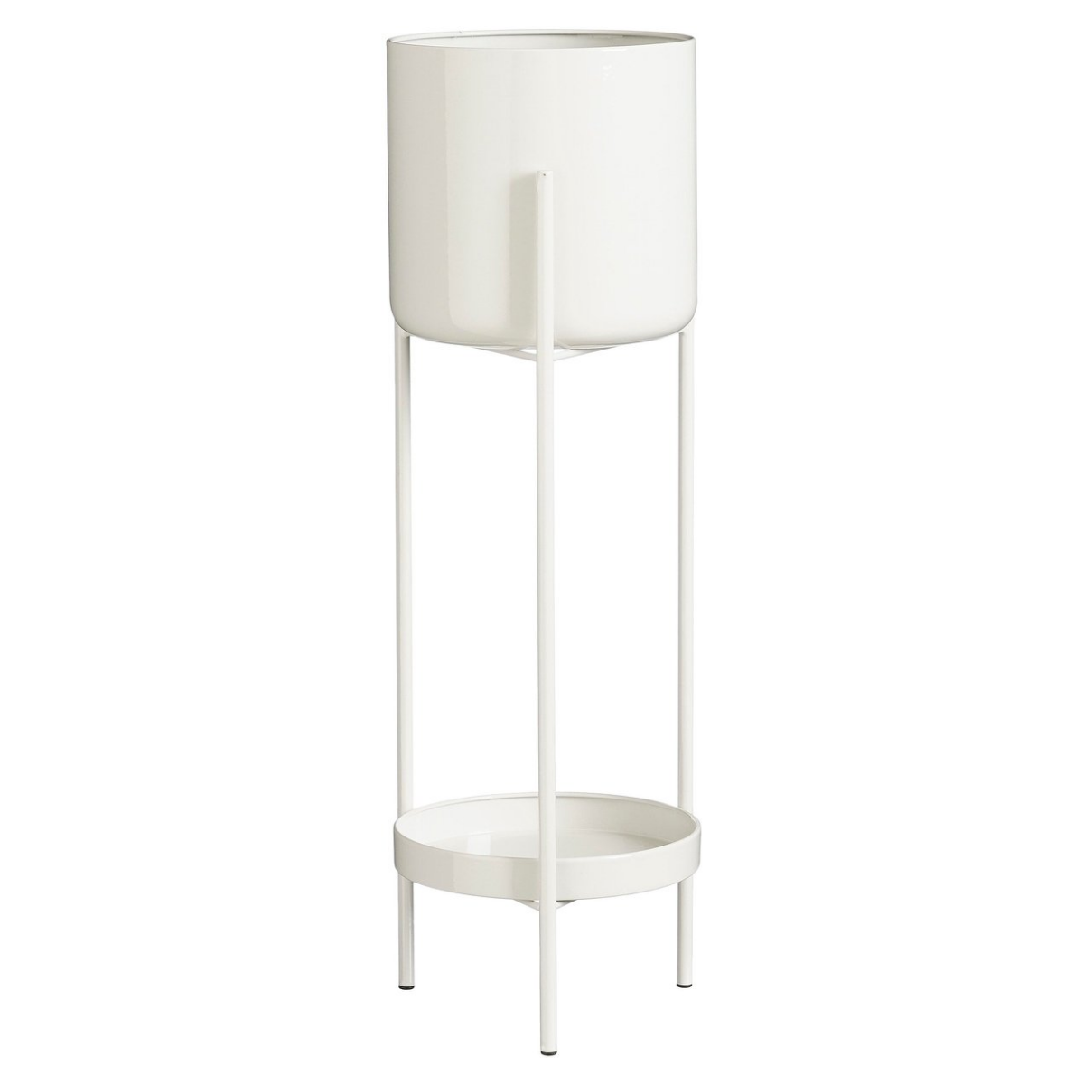 Pot de fleurs en métal blanc sur support