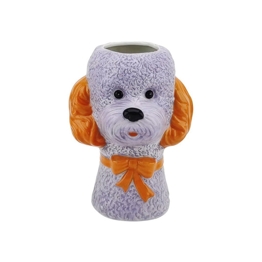 Vase Pudel lila orange Keramik Tischvase
