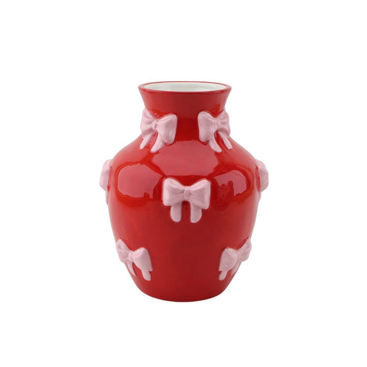 Vase Schleifen Keramik Rosa Rot Türkis 14x14x19 cm