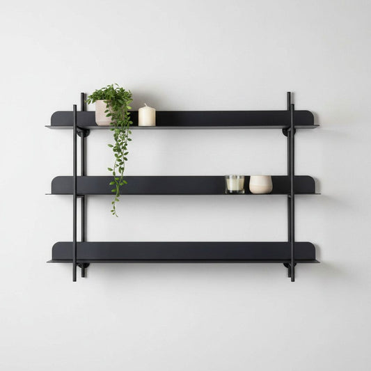 Wandregal Metall 3 Ebenen modern 60x42 cm Küche schwarz