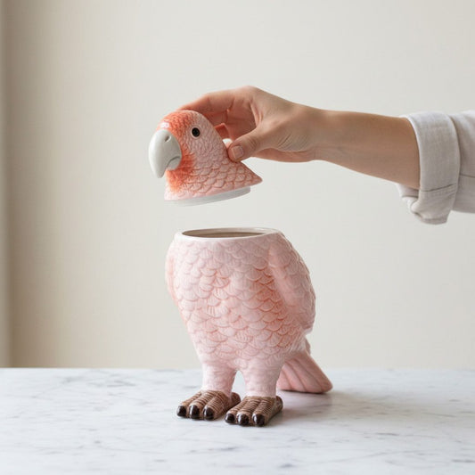 Vogel-Aufbewahrungsdose Rosa 21 cm – Keramik Deko von Present Time