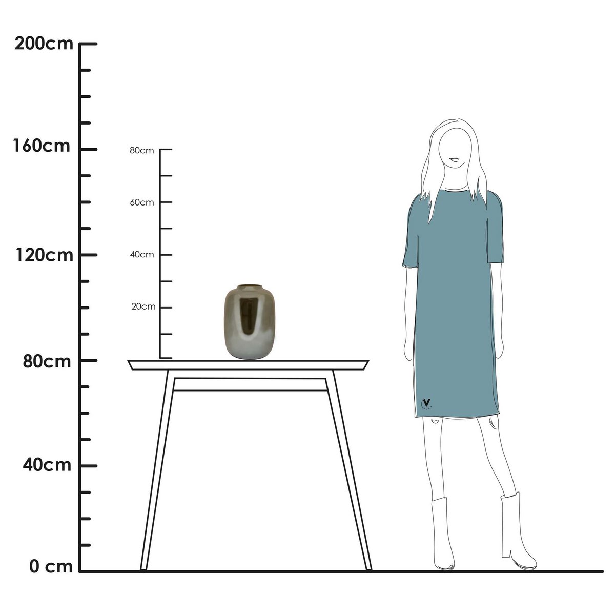 Zylinder war sie 29 Zentimeter hoch Breitmund geblasen