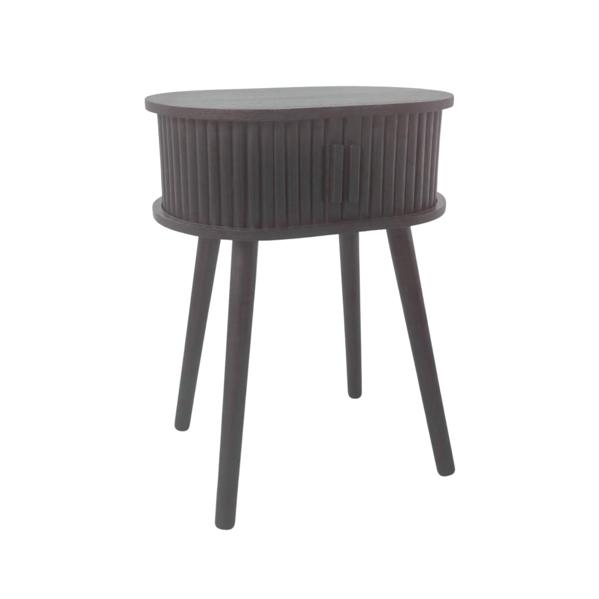 Table d'appoint / table de chevet - Noir - MDF - Lattes ovales 40x30x53cm