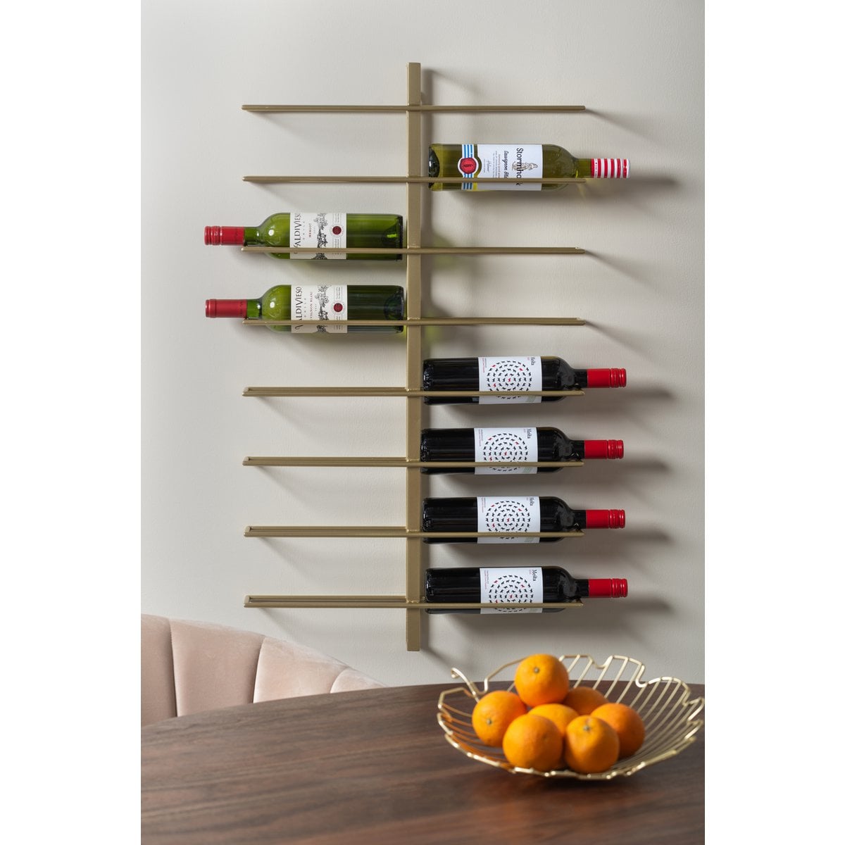Wand Weinregal Metall für 16 Flaschen 52x90 cm Weinflaschenhalter